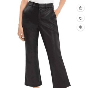 NWT Avec Les Filles Faux-Ever Leather Flare Trousers Black Meduim M